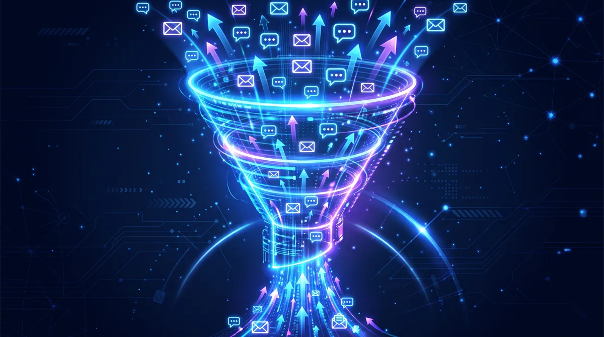 AI marketing funnel illustration