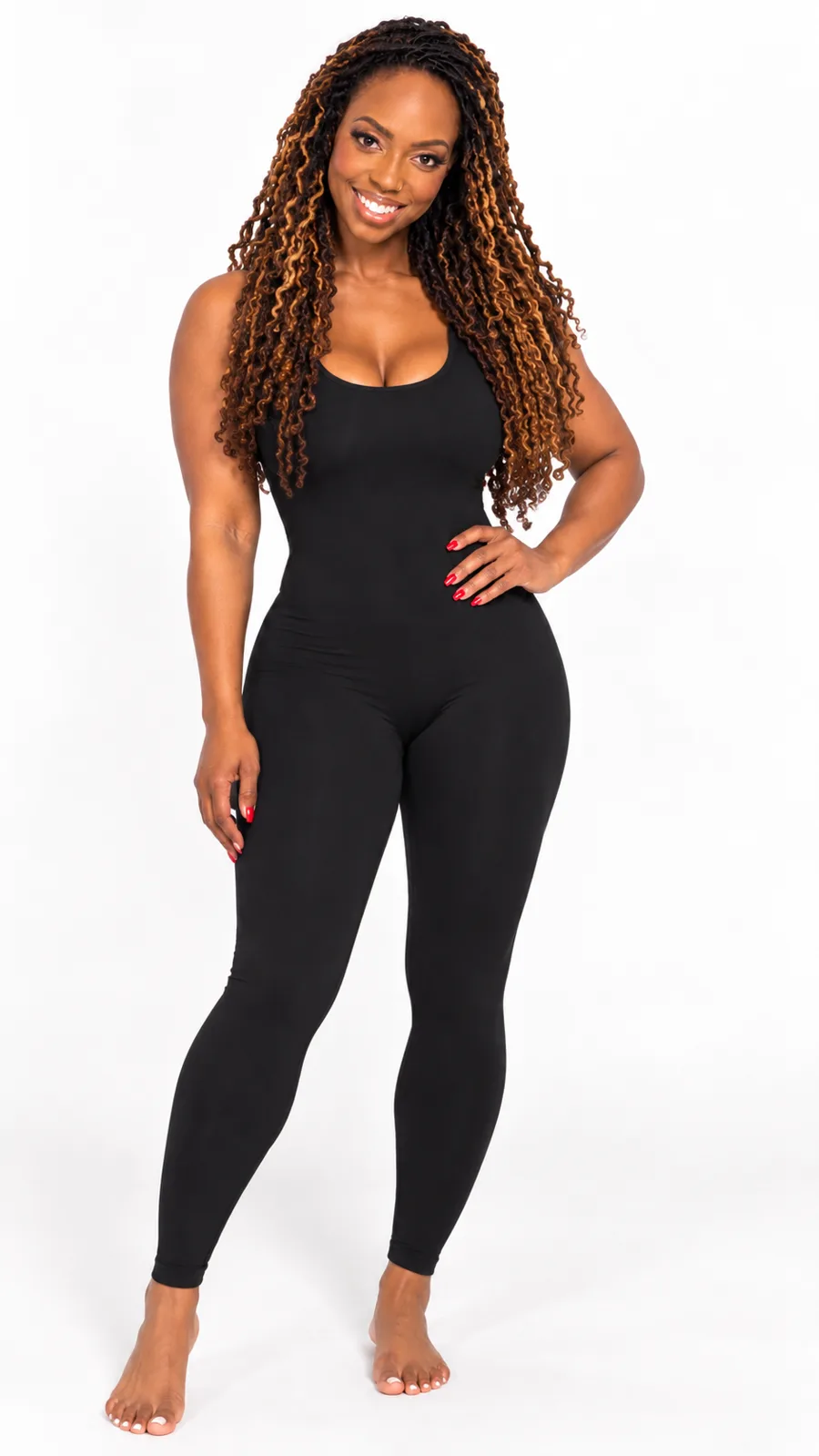 Dr. Brooke's original photo in a plain black jumpsuit